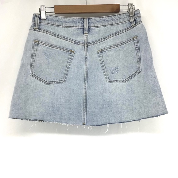 Free People Distressed Ripped Denim Mini Skirt NWT - Picture 4 of 6